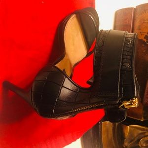 Rachel Zoe Faux Skin Ankle-Wrap Heel